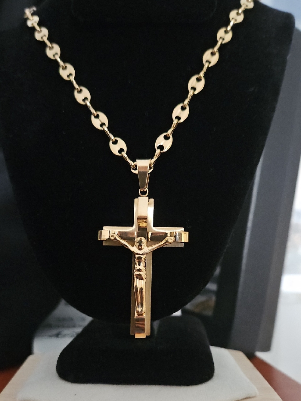 Gold Crucifix Pendant Necklace - Chain Included For Men Or Women 23 N Half In